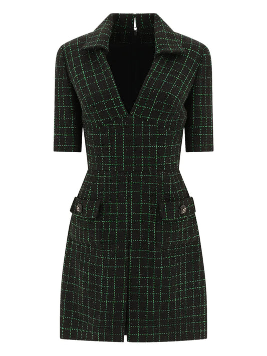 Elie Saab Check Pattern Tweed Dress