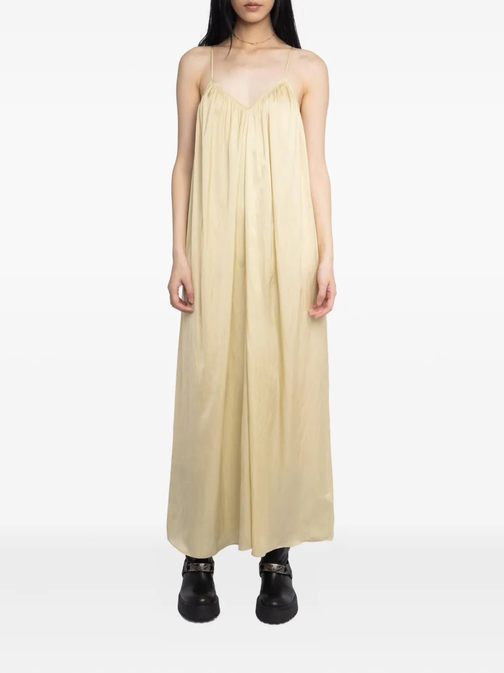 Zadigvoltaire Ristym Spaghetti Strap Gathered Maxi Dress