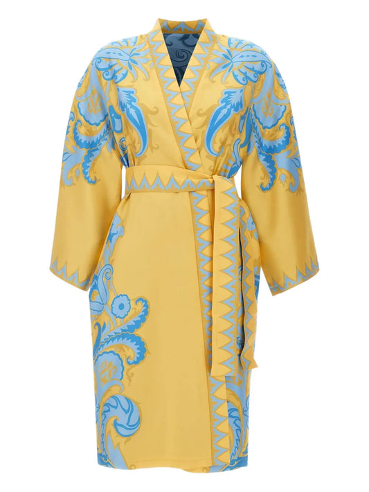 Etro Ornate Print Belted Robe Dress