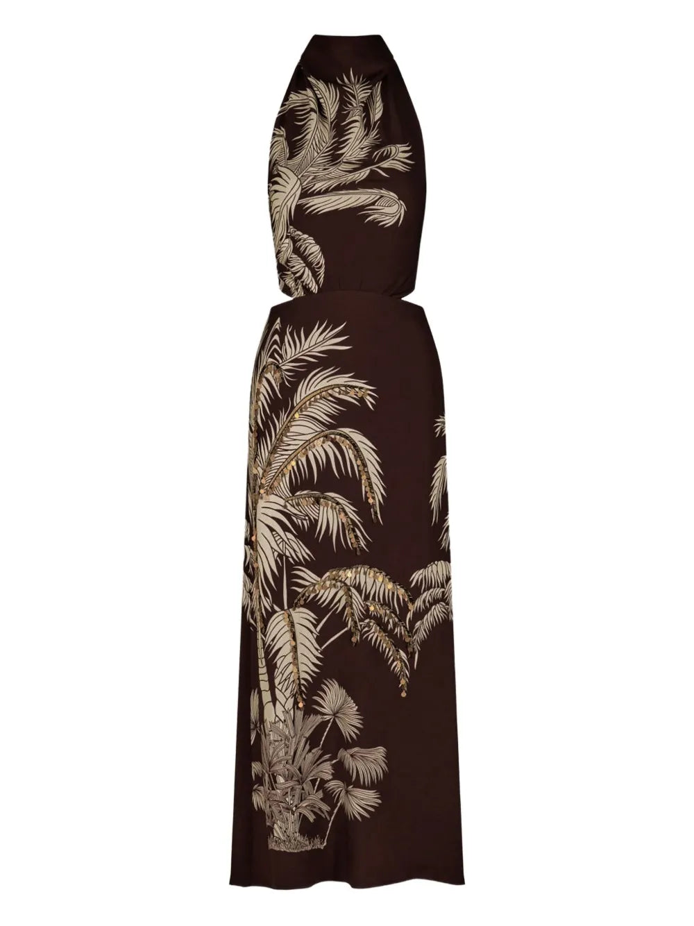 Johanna Ortiz Halterneck Palm Print Maxi Dress