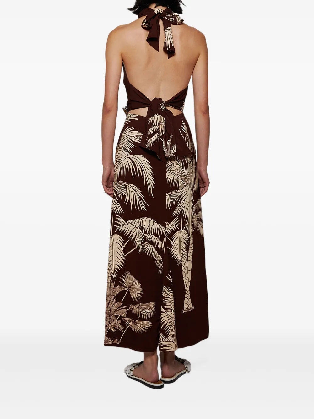 Johanna Ortiz Halterneck Palm Print Maxi Dress