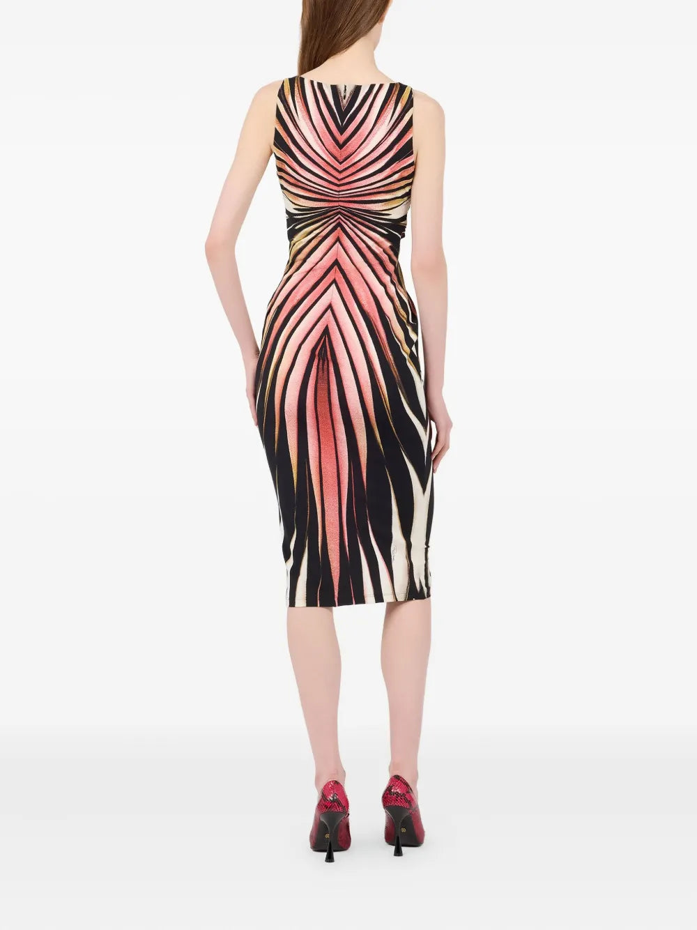 Roberto Cavalli Ray Of Pink Print V Neck Dress