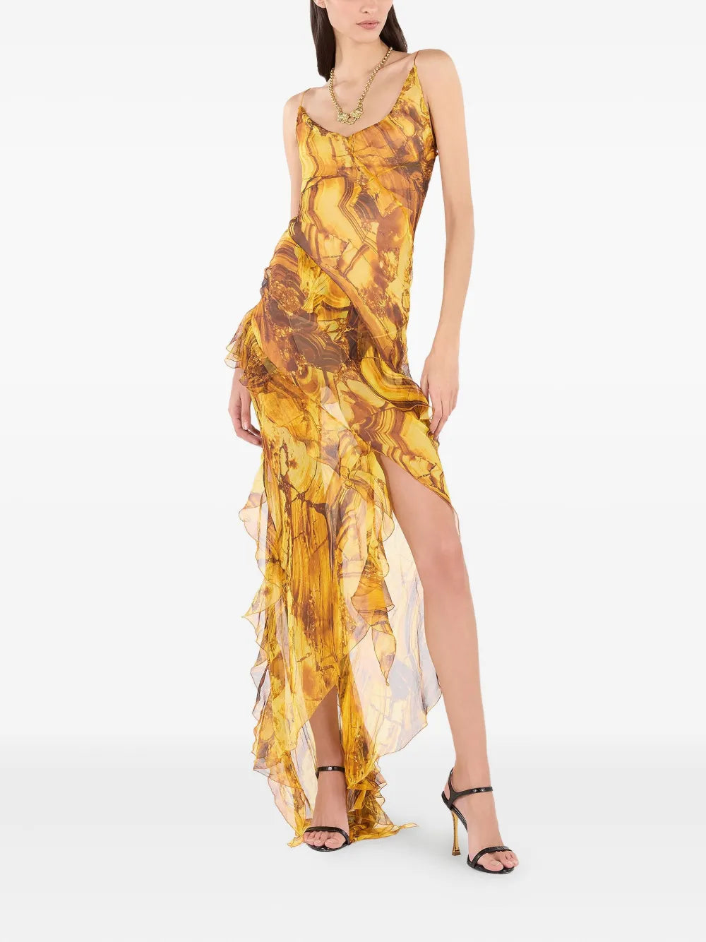 Roberto Cavalli Asymmetric Ruffled Dress