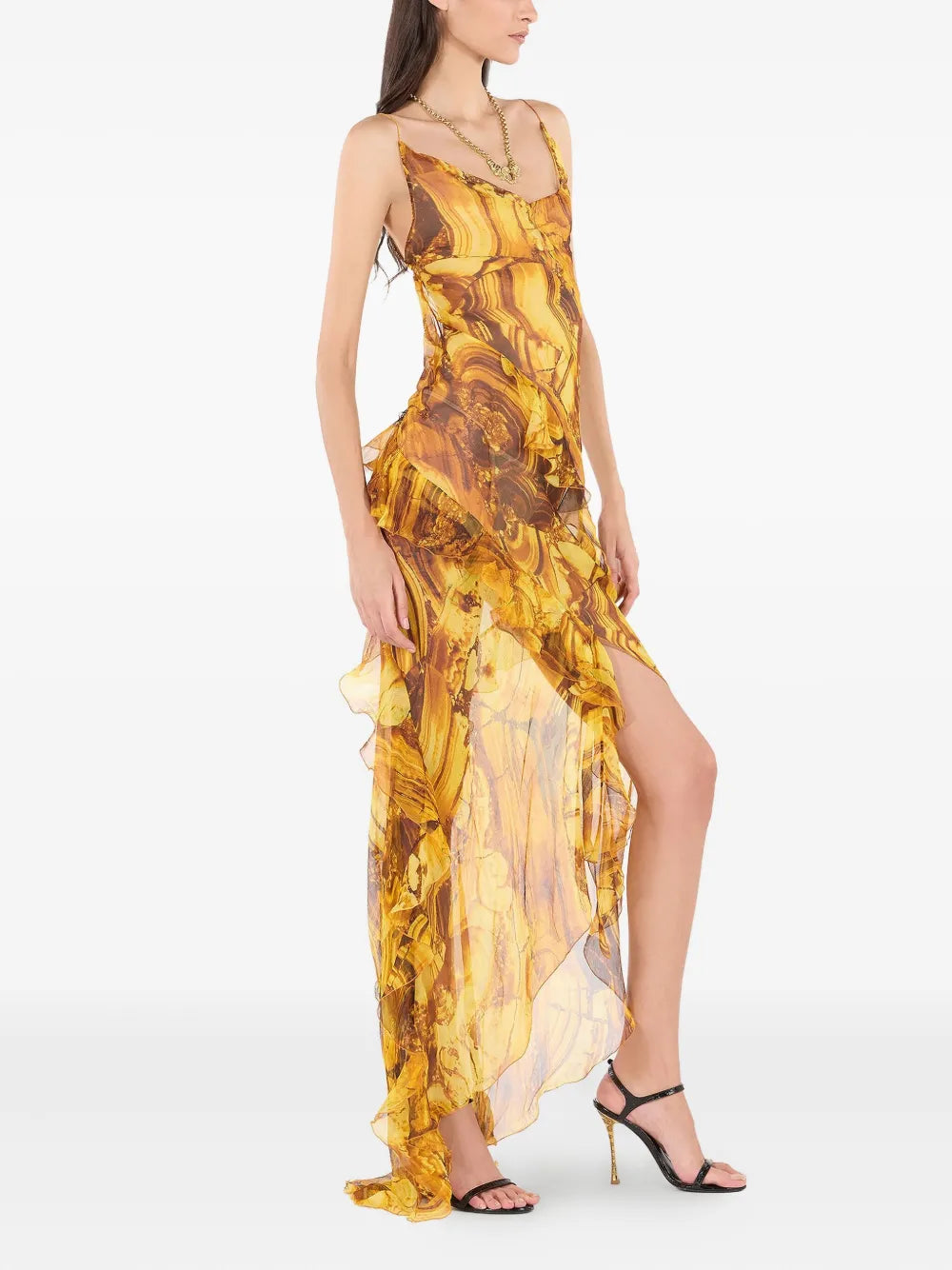 Roberto Cavalli Asymmetric Ruffled Dress
