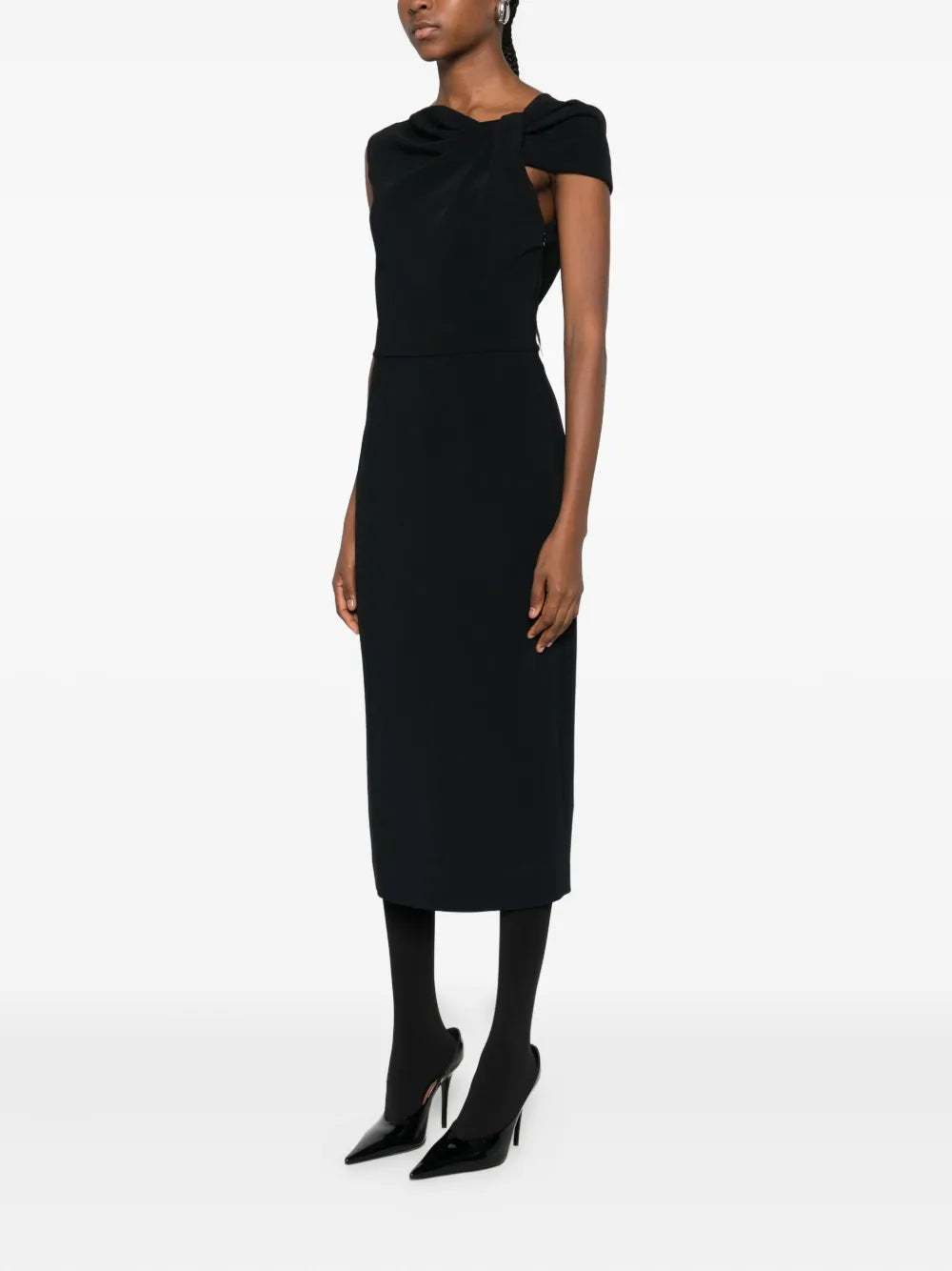 Givenchy Draped Detail One Shoulder Midi Dress