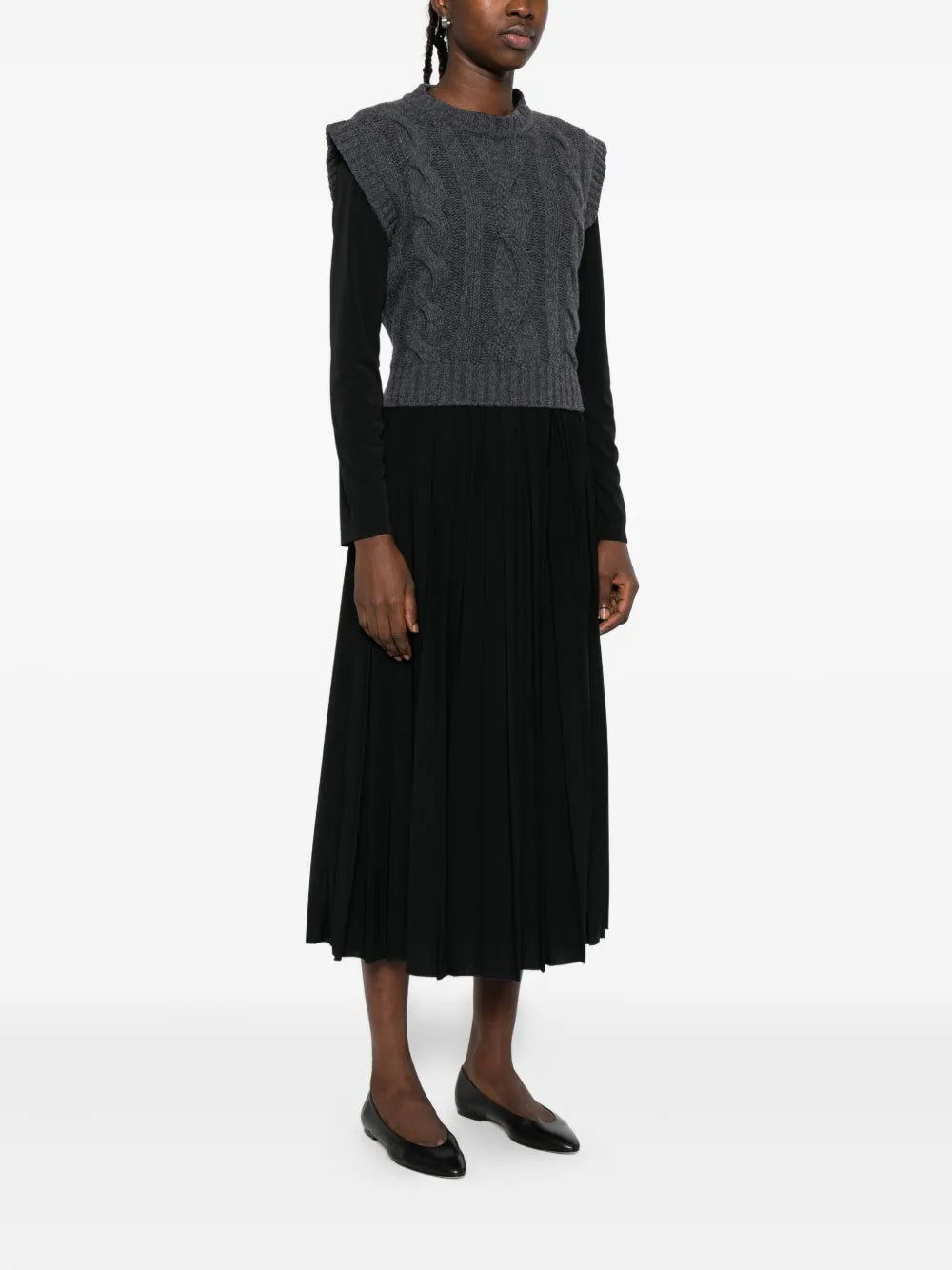 Weekend Max Mara Cable Knit Pleated Midi Dress