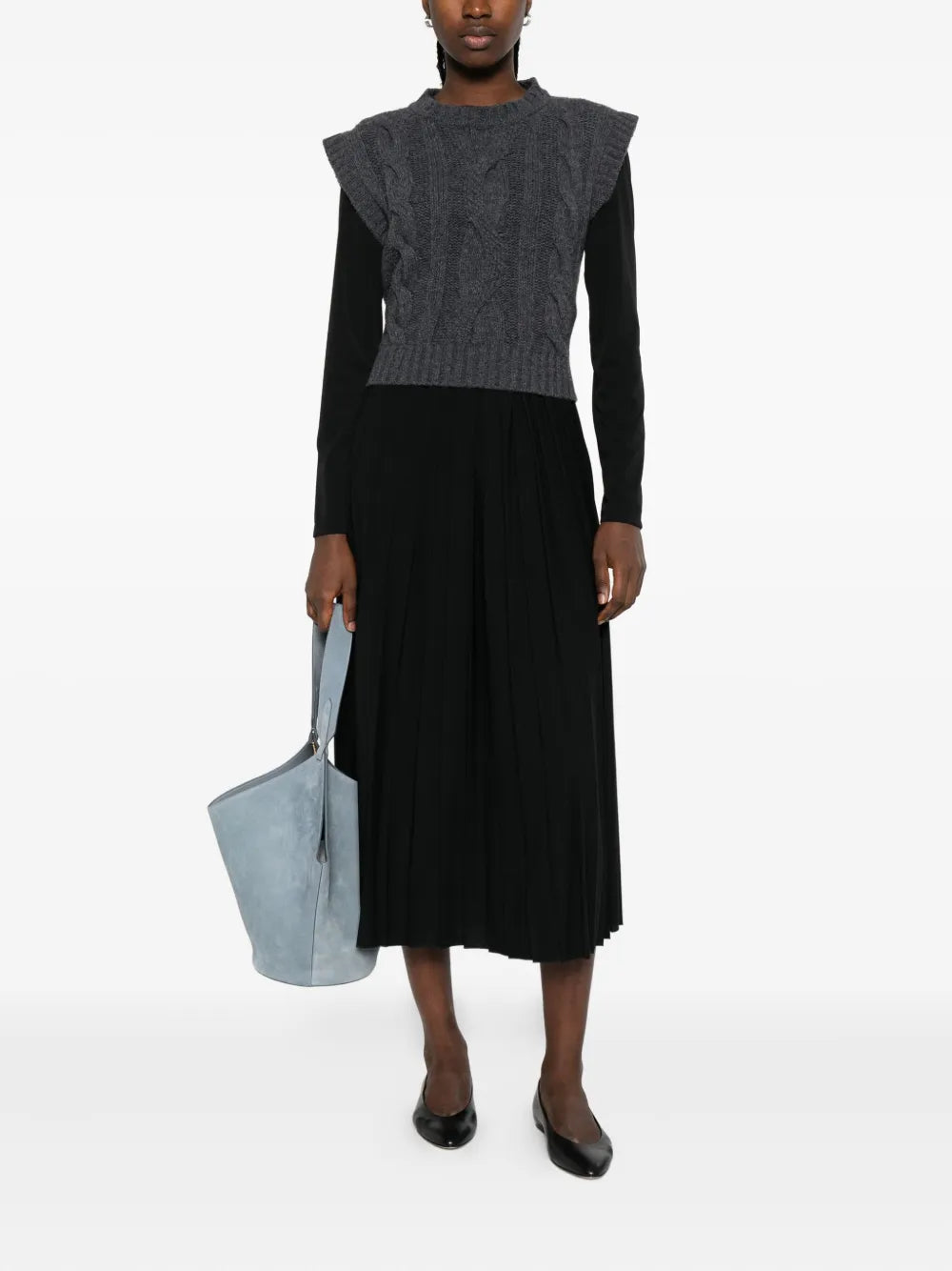 Weekend Max Mara Cable Knit Pleated Midi Dress