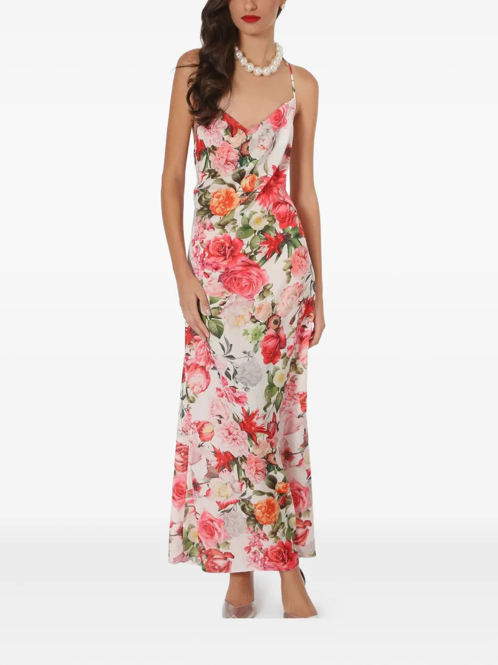 Lethicia Bronstein Anturio Floral Print Cowl Neck Maxi Dress