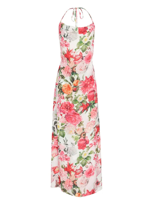 Lethicia Bronstein Anturio Floral Print Cowl Neck Maxi Dress