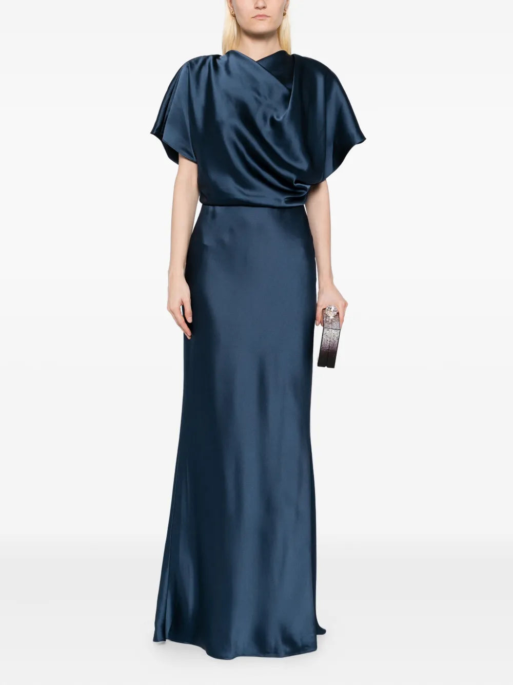 Amsale Satin Draped Gown