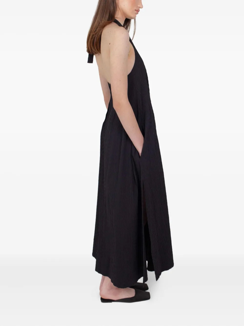 Rxquette Halter Neck Pleated Midi Dress