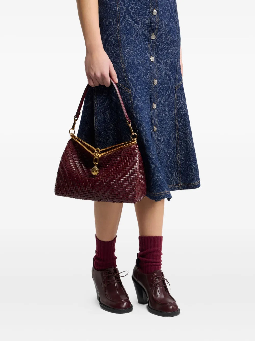 Etro Vela Woven Leather Shoulder Bag