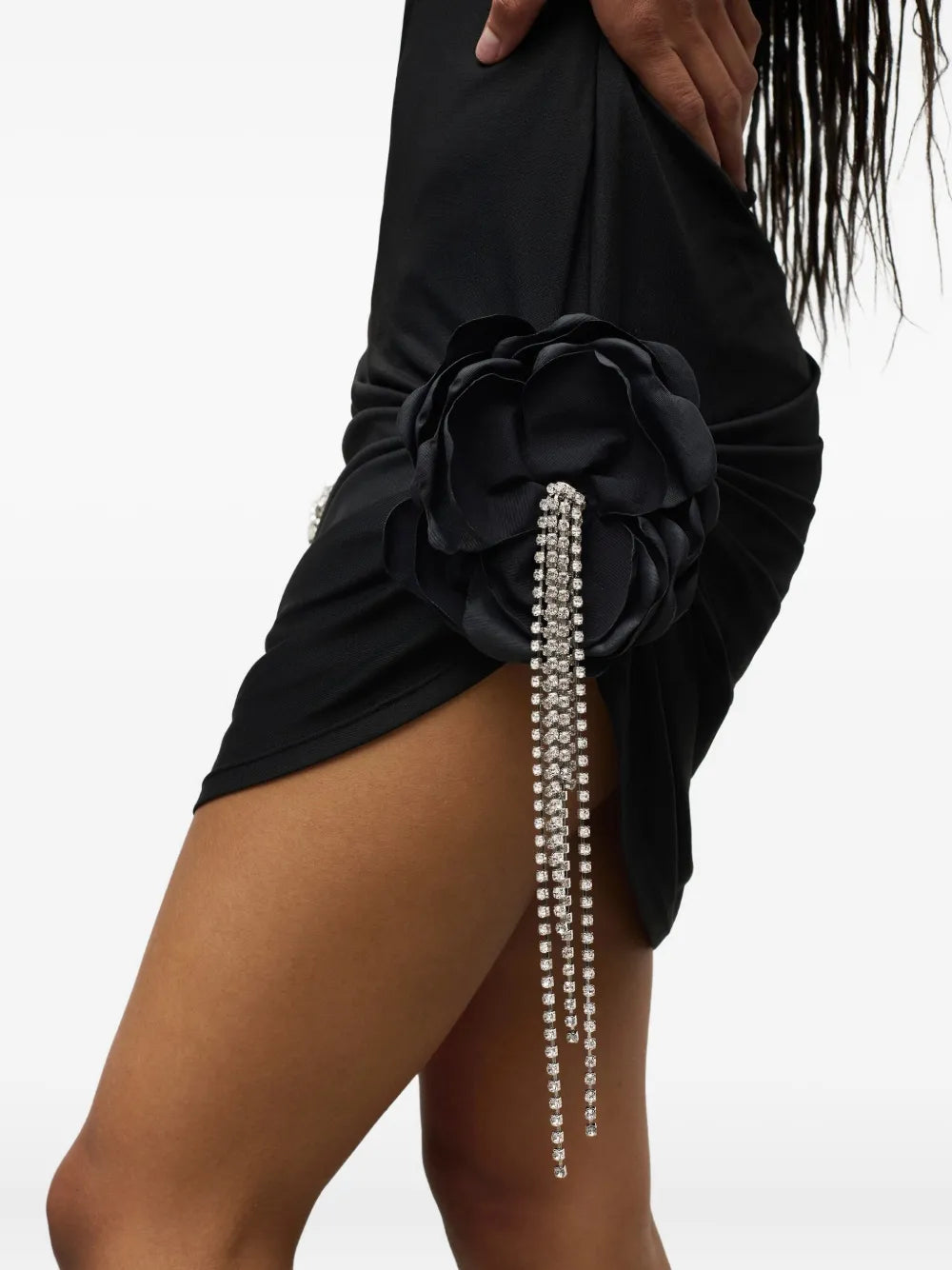Area Puff Sleeve Crystal Embellished Mini Dress