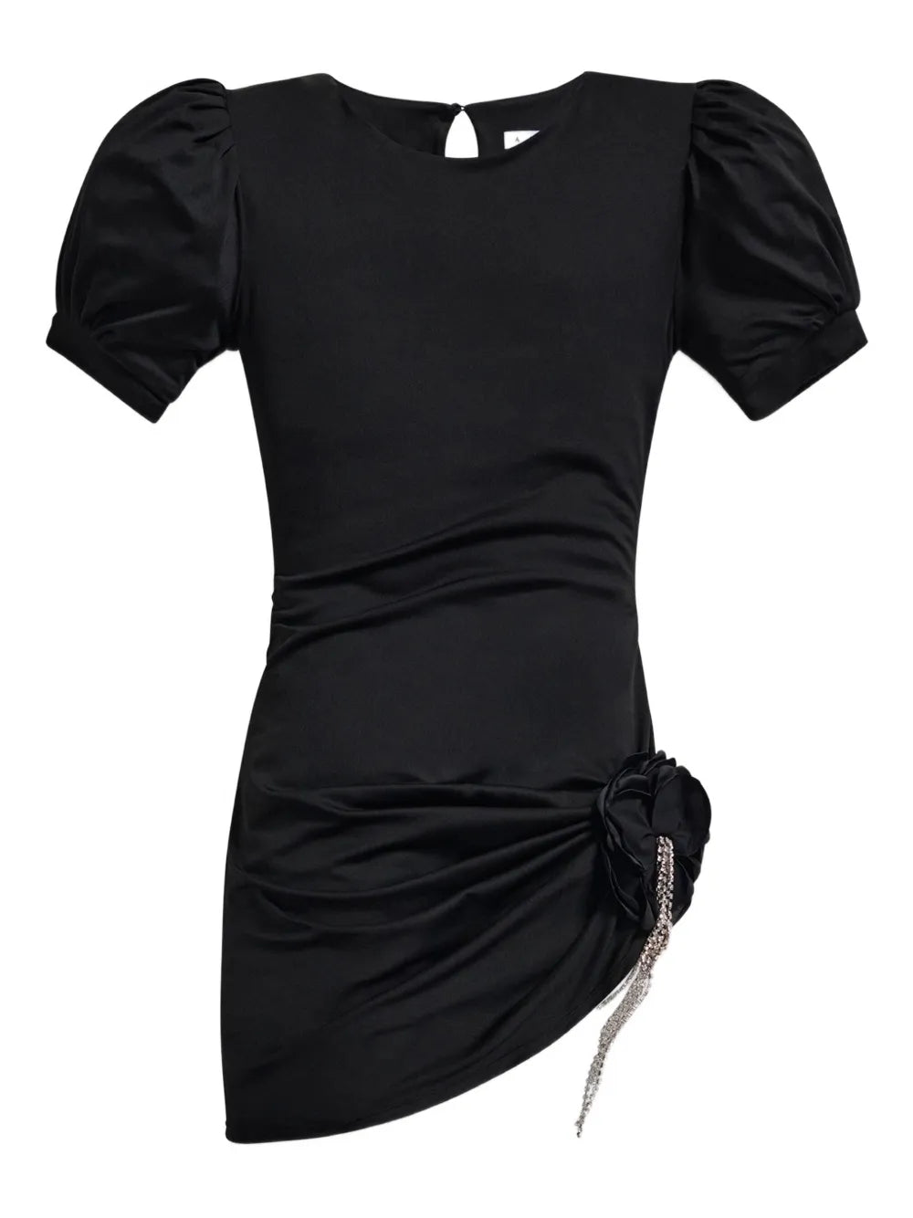 Area Puff Sleeve Crystal Embellished Mini Dress