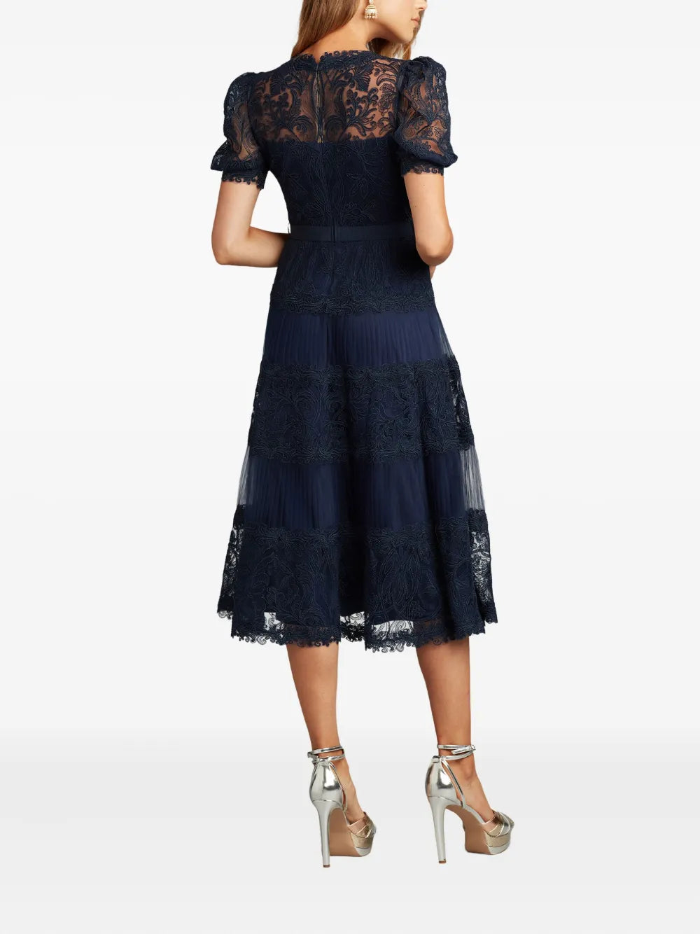 Tadashi Shoji Embroidered Pleated Midi Dress