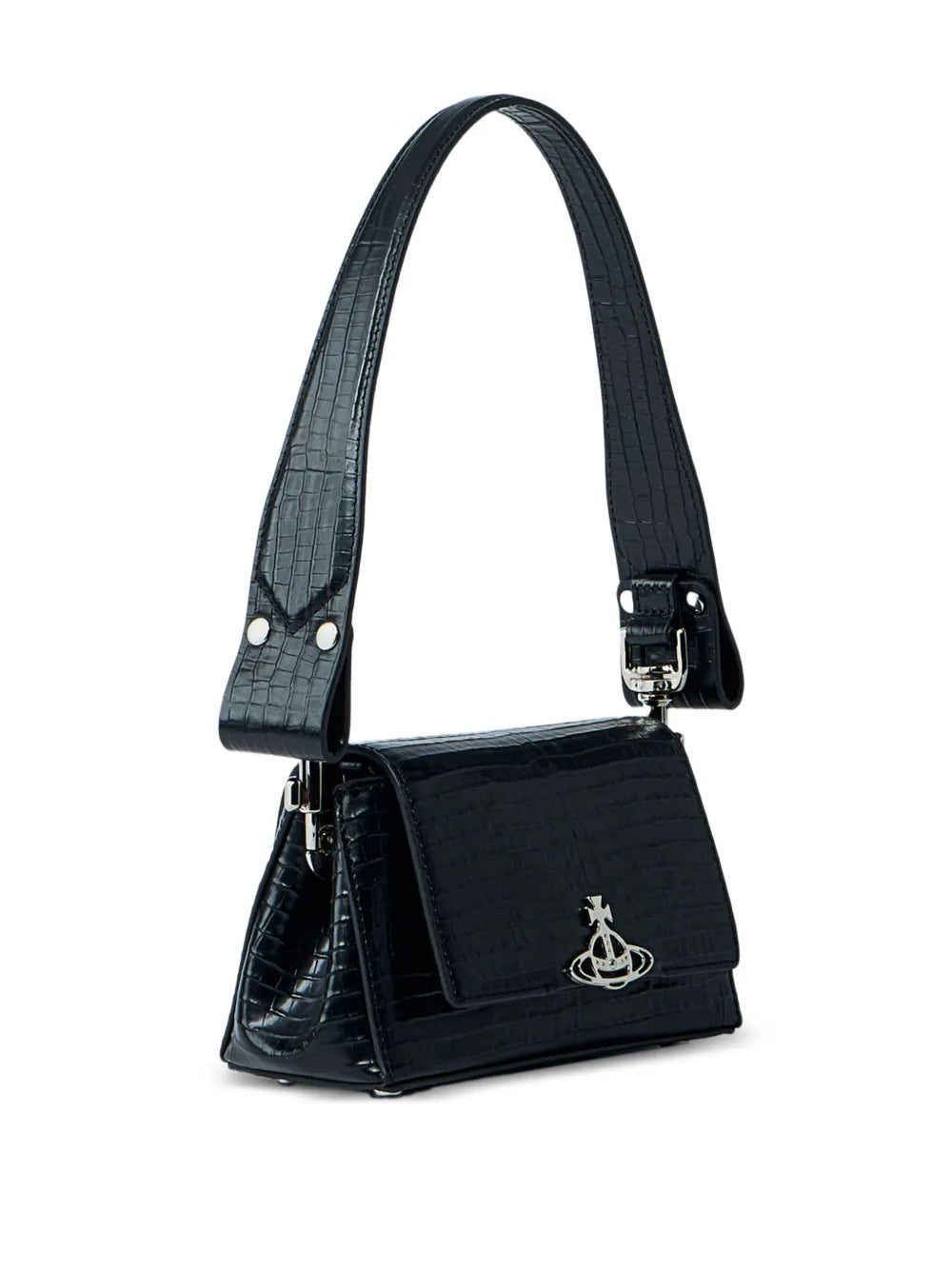 Vivienne Westwood Small Hazel Croc Embossed Flap Shoulder Bag