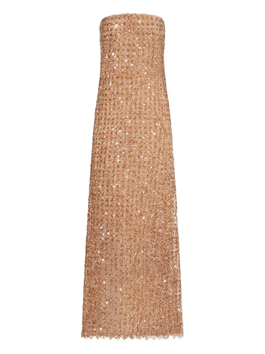Oscar De La Renta Embroidered Sequin Gown