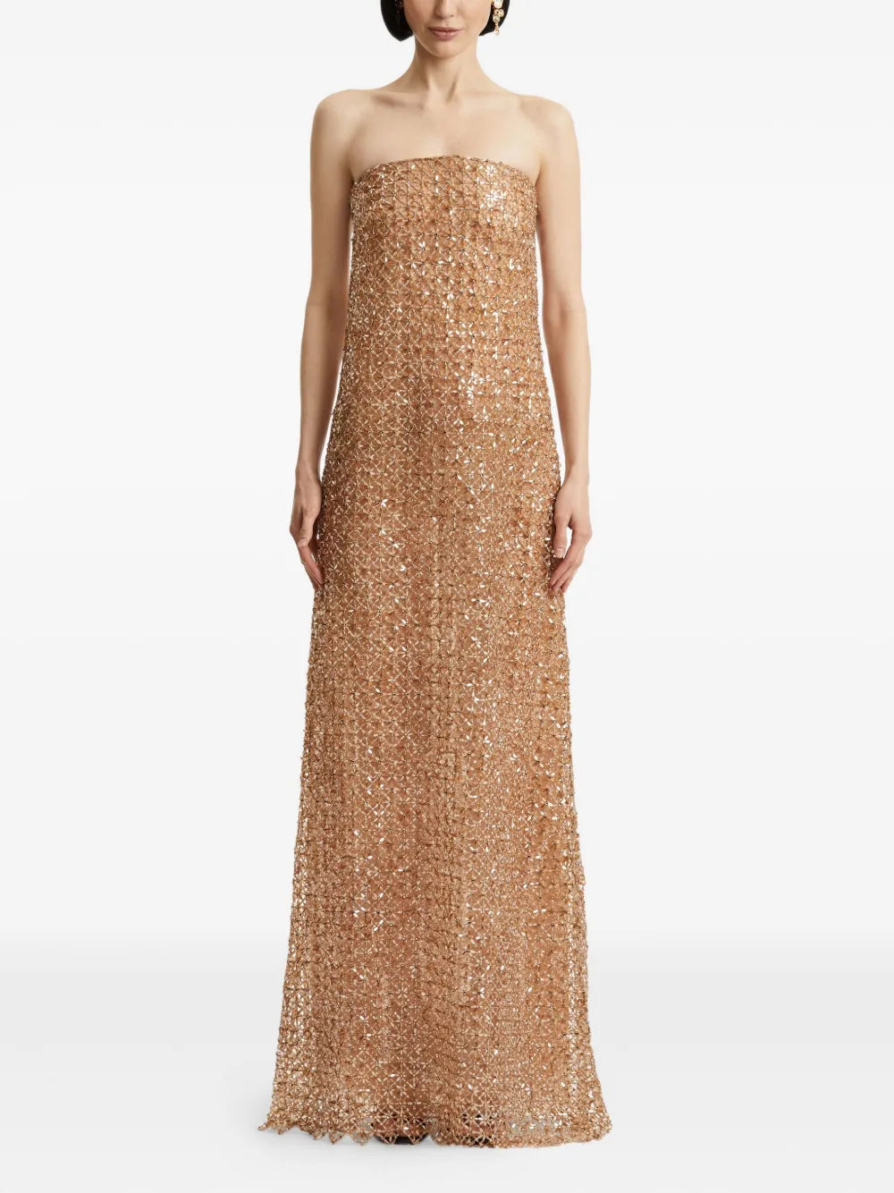 Oscar De La Renta Embroidered Sequin Gown