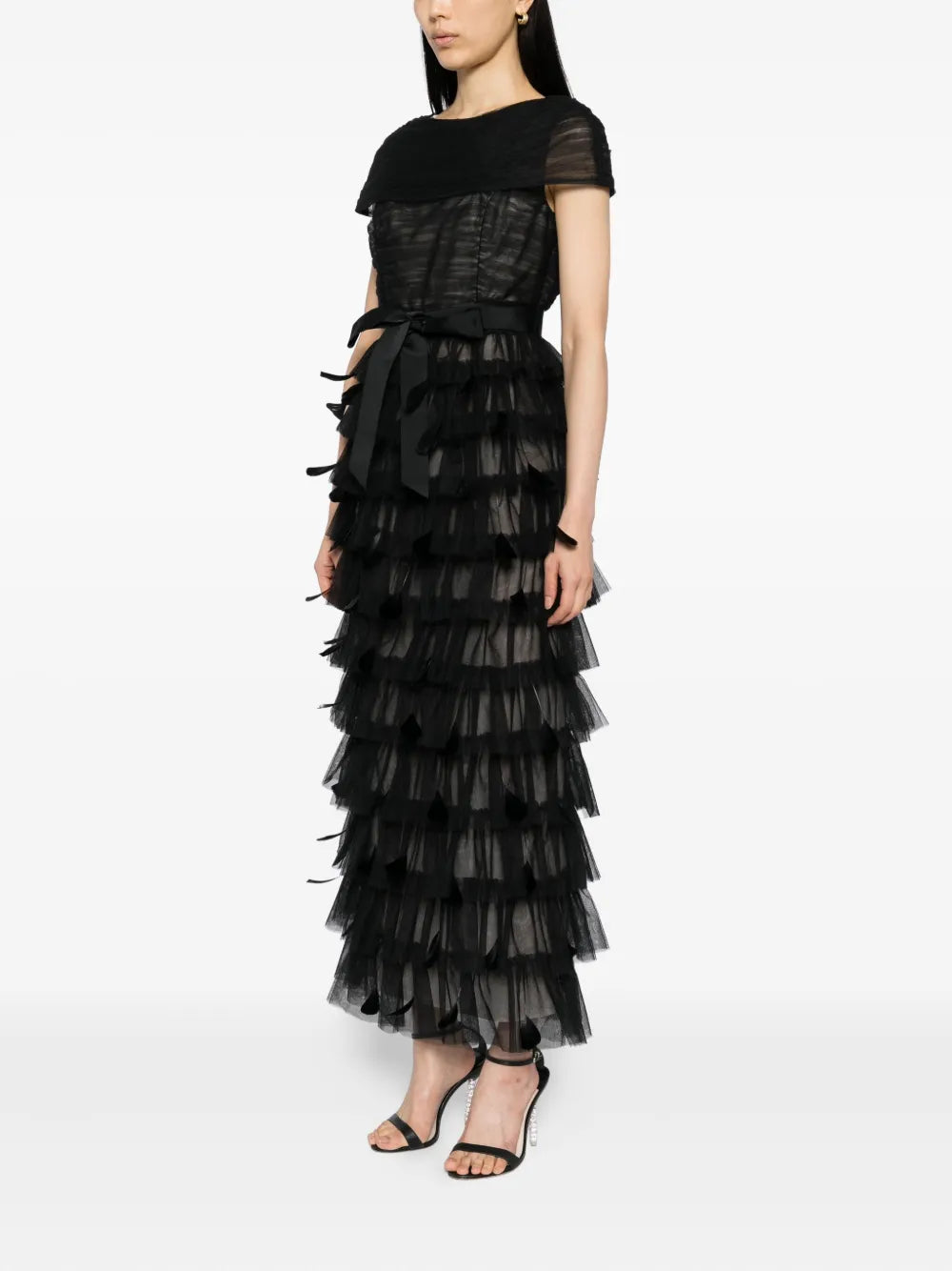 Huishan Zhang Michelle Tulle Feath Dress