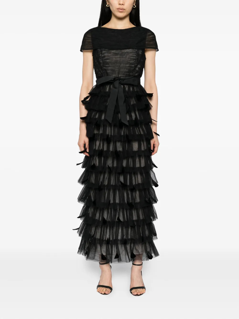 Huishan Zhang Michelle Tulle Feath Dress