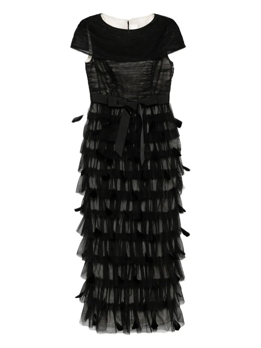 Huishan Zhang Michelle Tulle Feath Dress