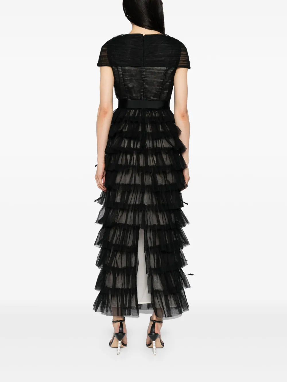 Huishan Zhang Michelle Tulle Feath Dress