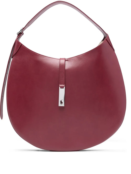 Polo Ralph Lauren Logo Clasp Leather Shoulder Bag