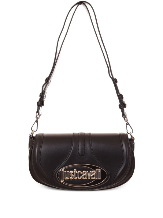 Just Cavalli Curved Flap Logo Plaque Shoulder Bag