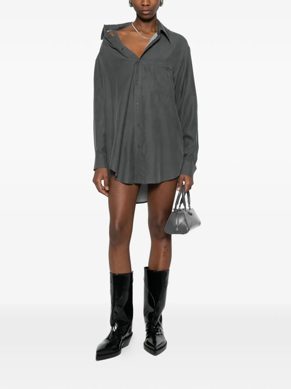 Alexander Wang Pre Styled Off Shoulder Shirt Dress