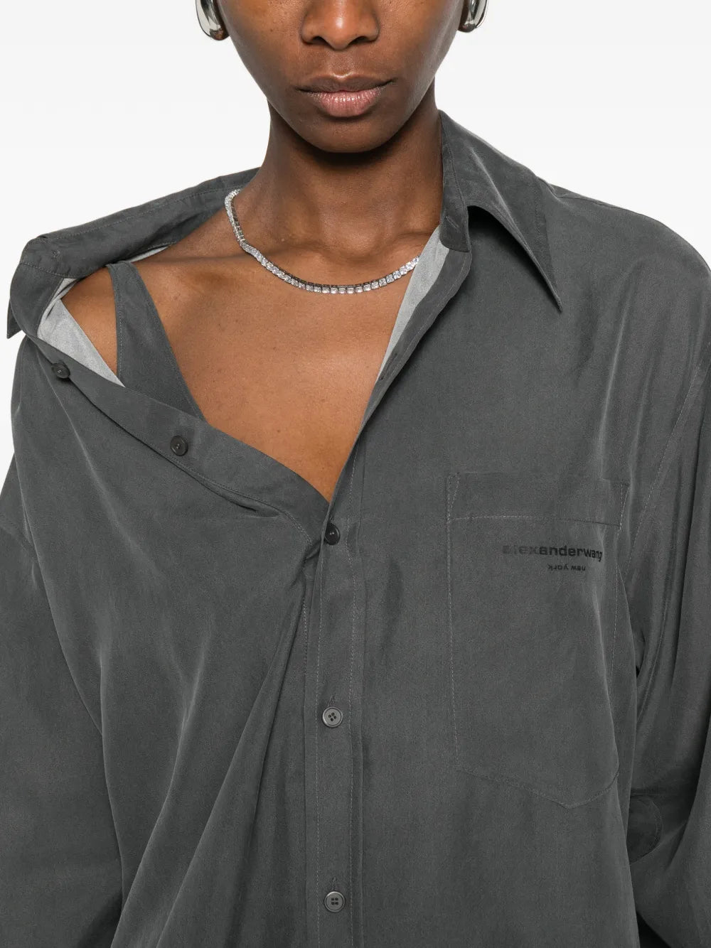Alexander Wang Pre Styled Off Shoulder Shirt Dress