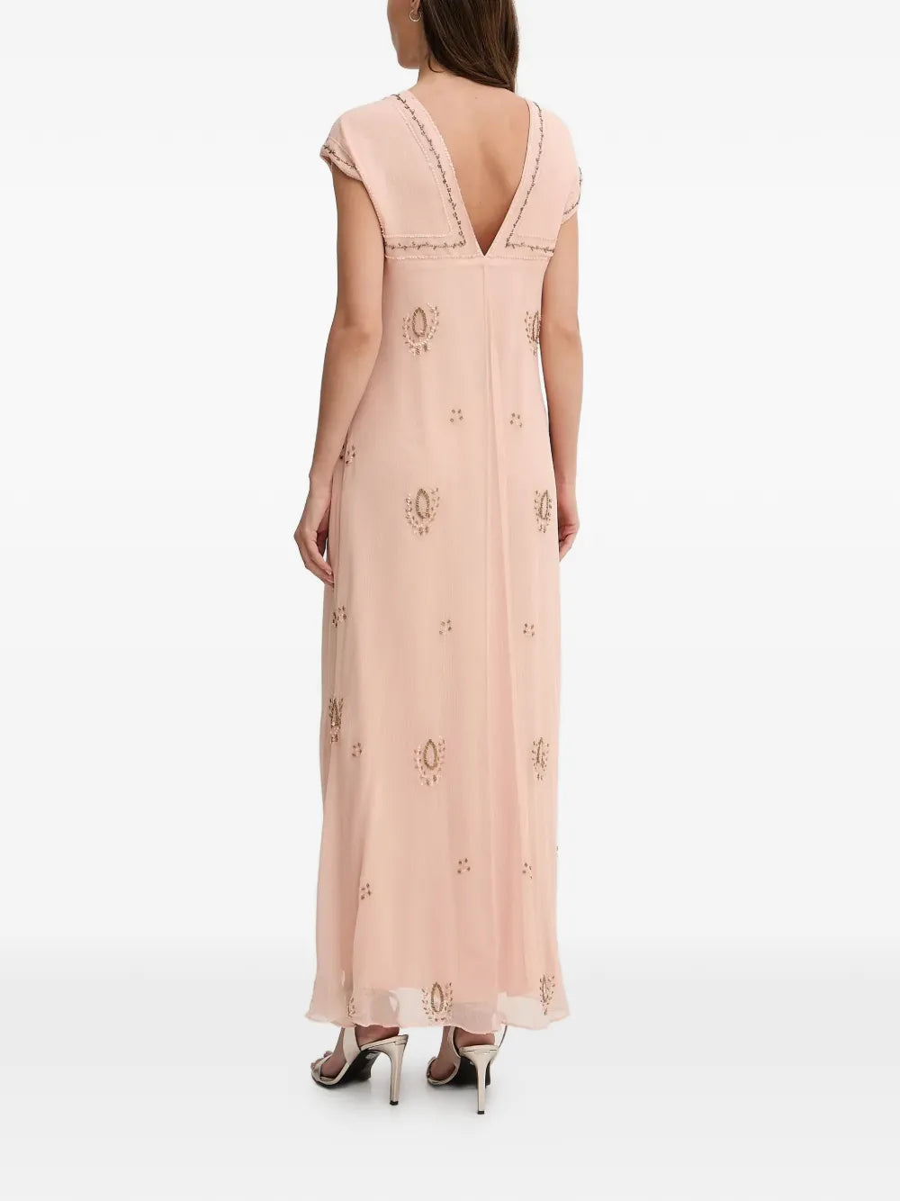 Hoss Intropia Saty Beaded V Neck Midi Dress