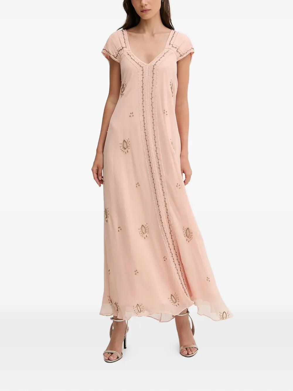 Hoss Intropia Saty Beaded V Neck Midi Dress