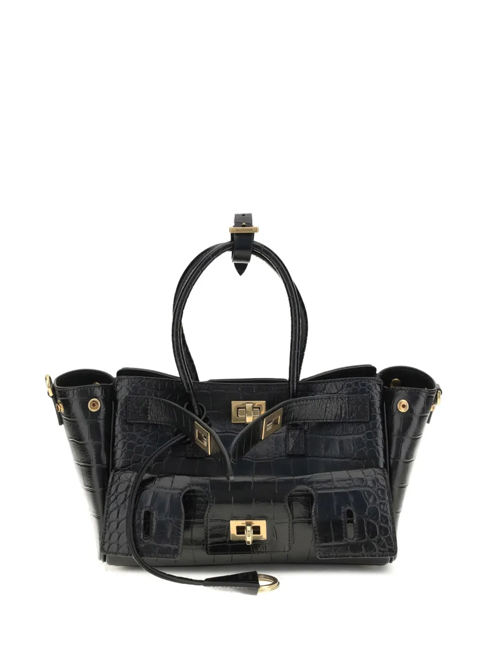 Balenciaga Crocodile Effect Top Handle Shoulder Bag