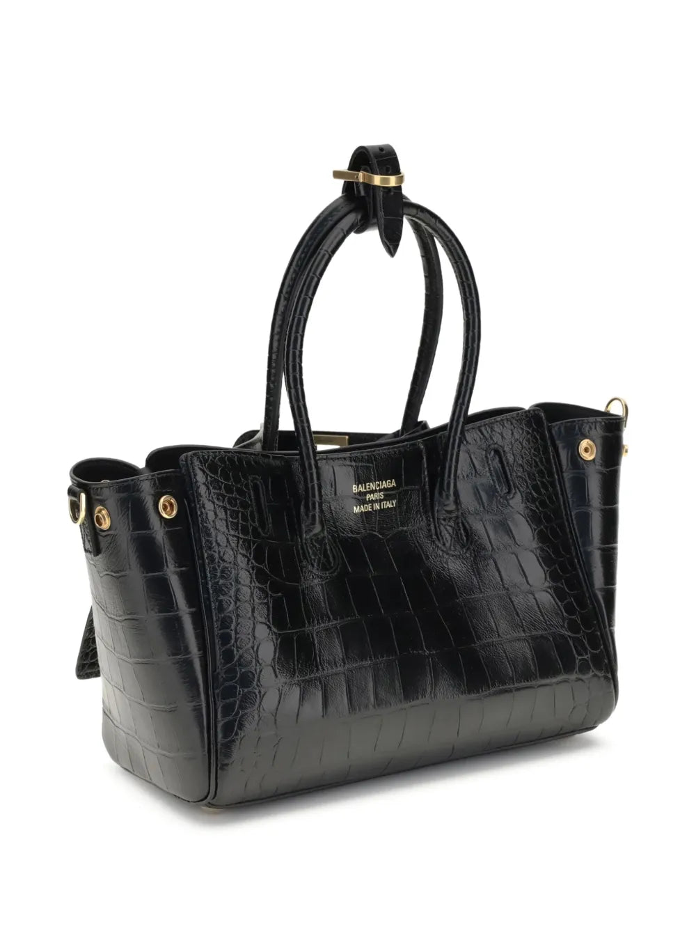Balenciaga Crocodile Effect Top Handle Shoulder Bag