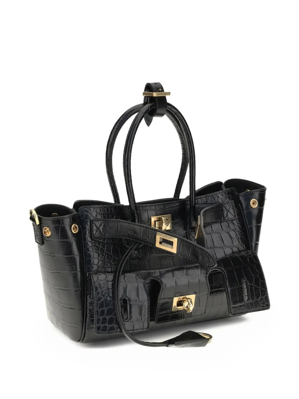 Balenciaga Crocodile Effect Top Handle Shoulder Bag