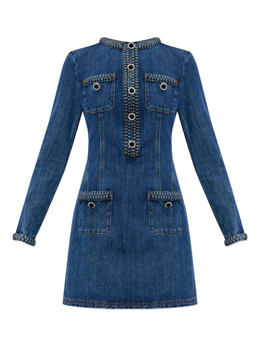 Self Portrait Braided Detail Denim Dress