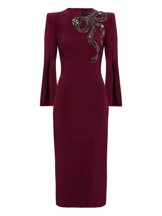 Jenny Packham Love Bow Split Sleeve Midi Dress