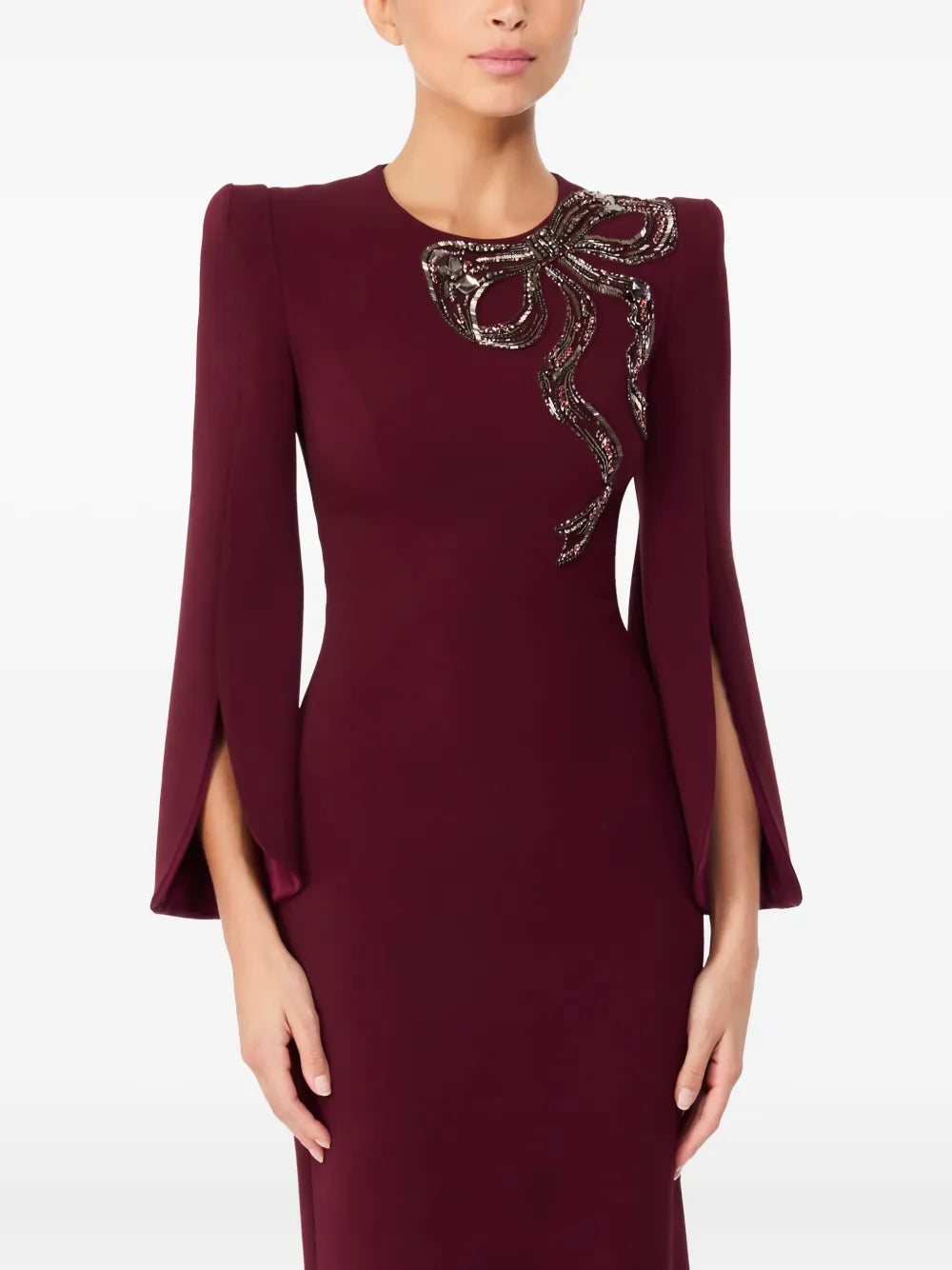 Jenny Packham Love Bow Split Sleeve Midi Dress