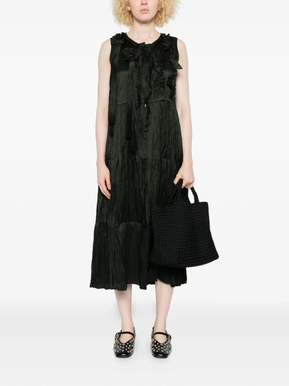 Christian Peau Flowers Embellishment Midi Dress