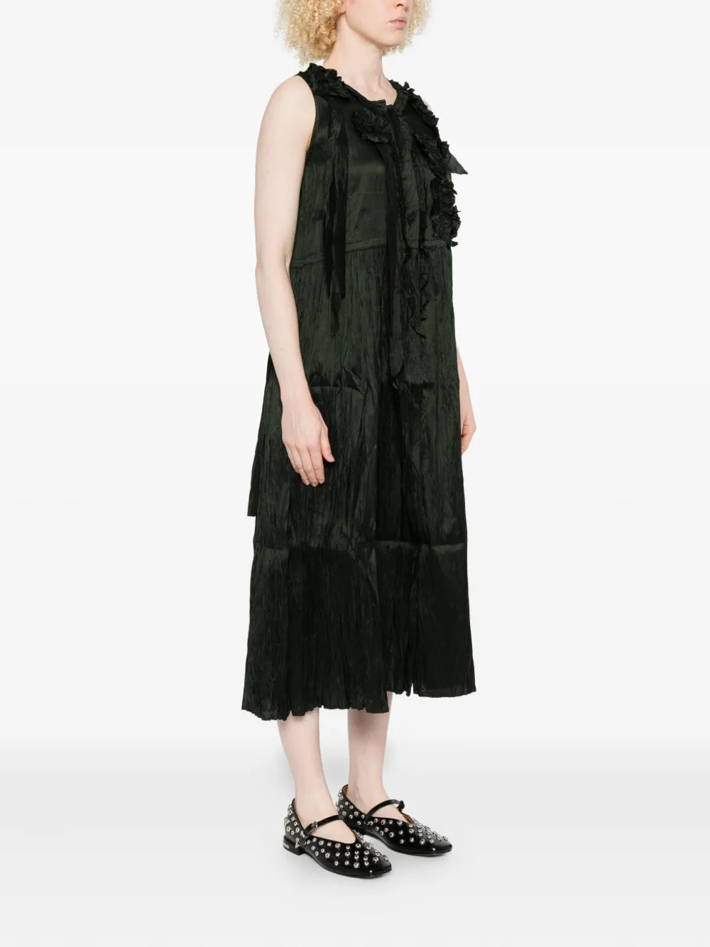 Christian Peau Flowers Embellishment Midi Dress