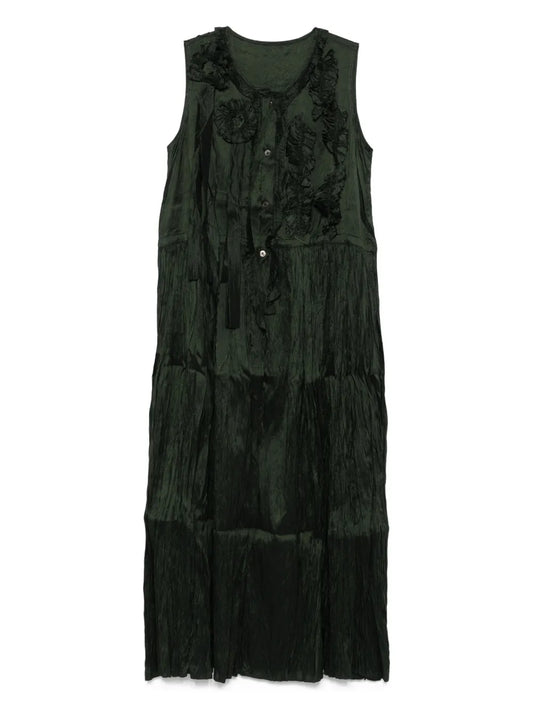 Christian Peau Flowers Embellishment Midi Dress