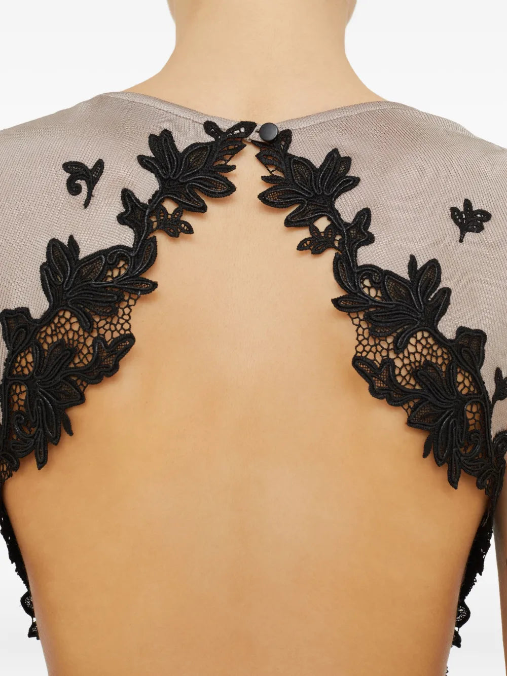 Christopher Esber Hibiscus Embroidered Lace Insert Midi Dress