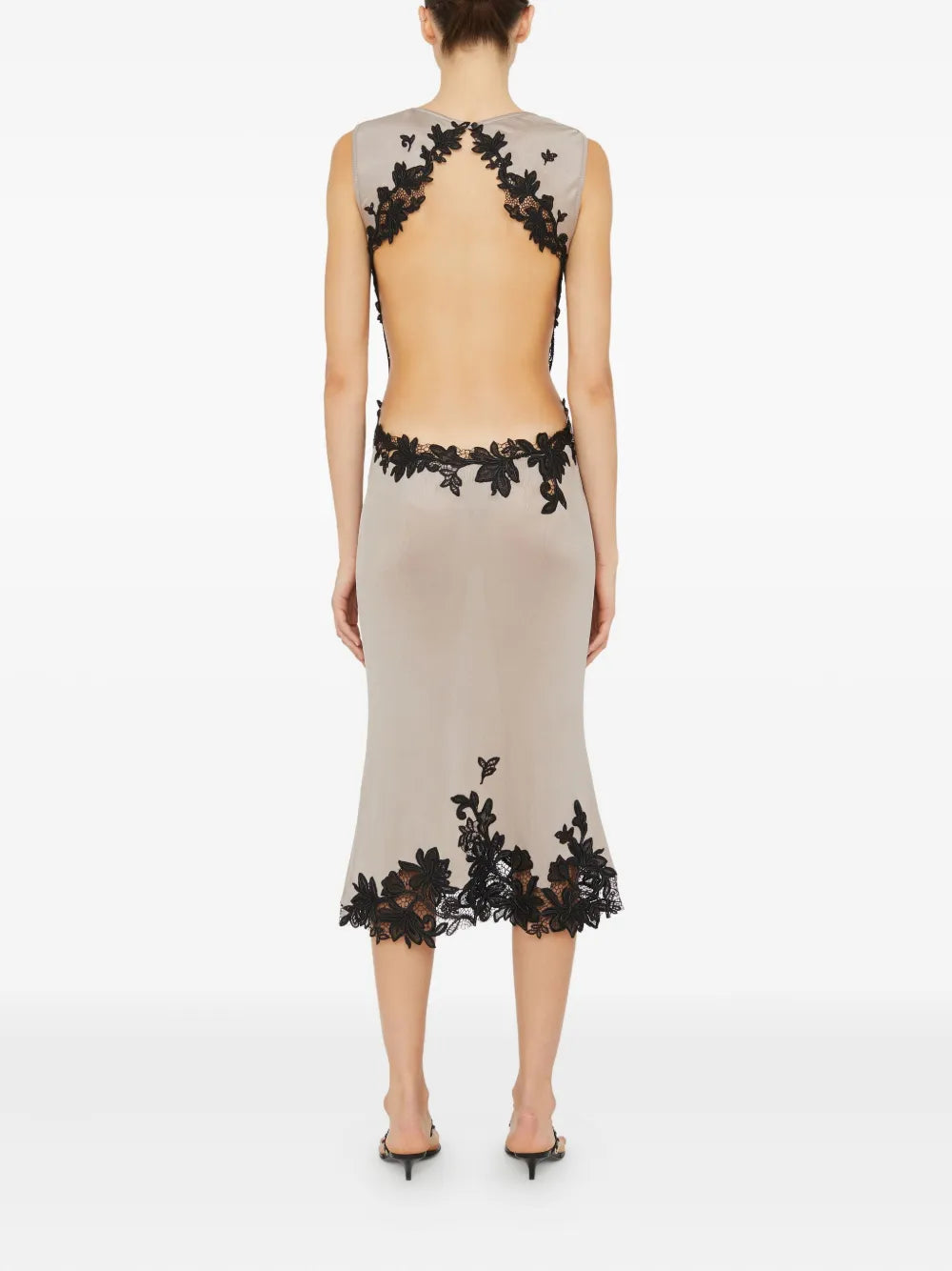 Christopher Esber Hibiscus Embroidered Lace Insert Midi Dress
