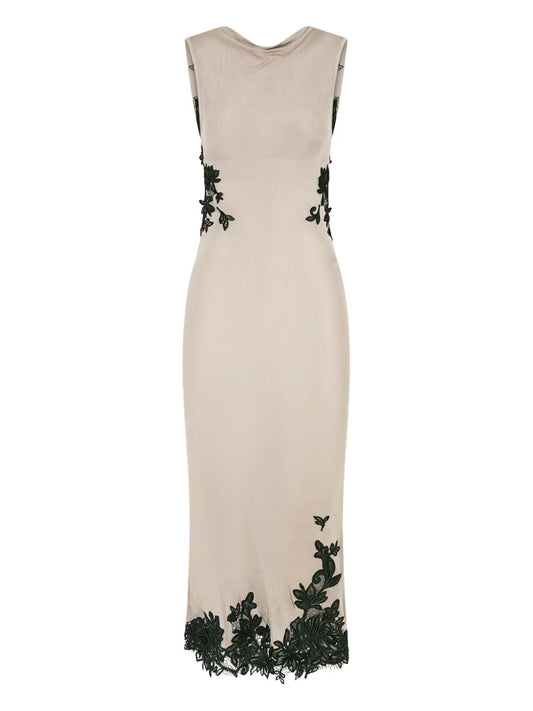 Christopher Esber Hibiscus Embroidered Lace Insert Midi Dress