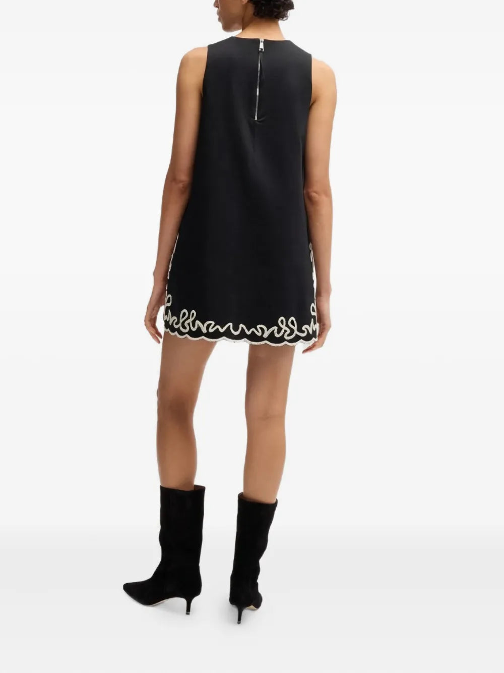 Boss Scalloped Hem Embroidered Dress