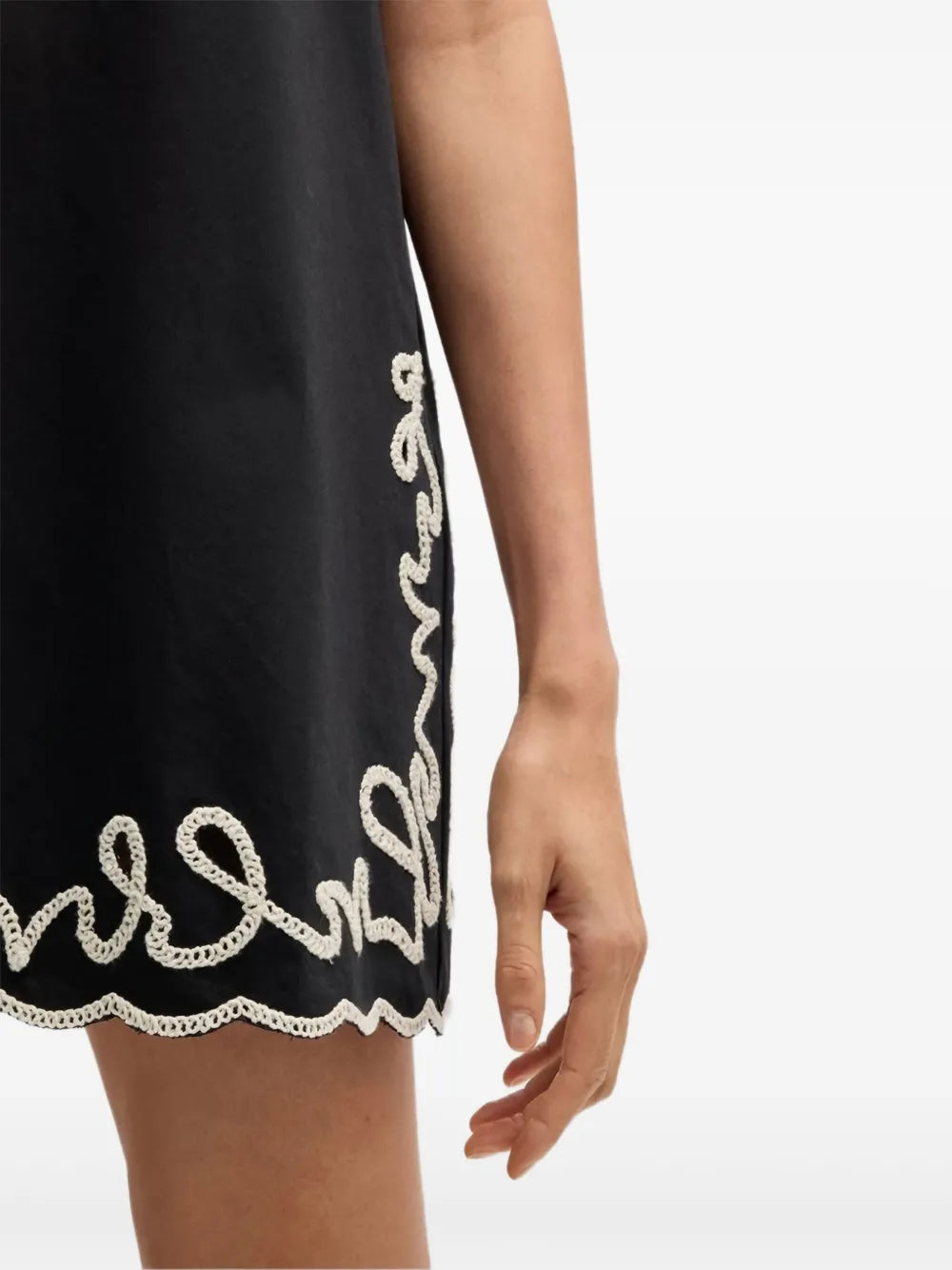 Boss Scalloped Hem Embroidered Dress
