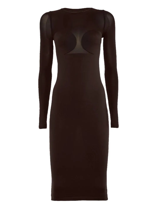 Wolford Semi Sheer Long Sleeve Midi Dress