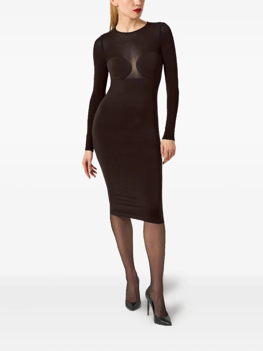 Wolford Semi Sheer Long Sleeve Midi Dress