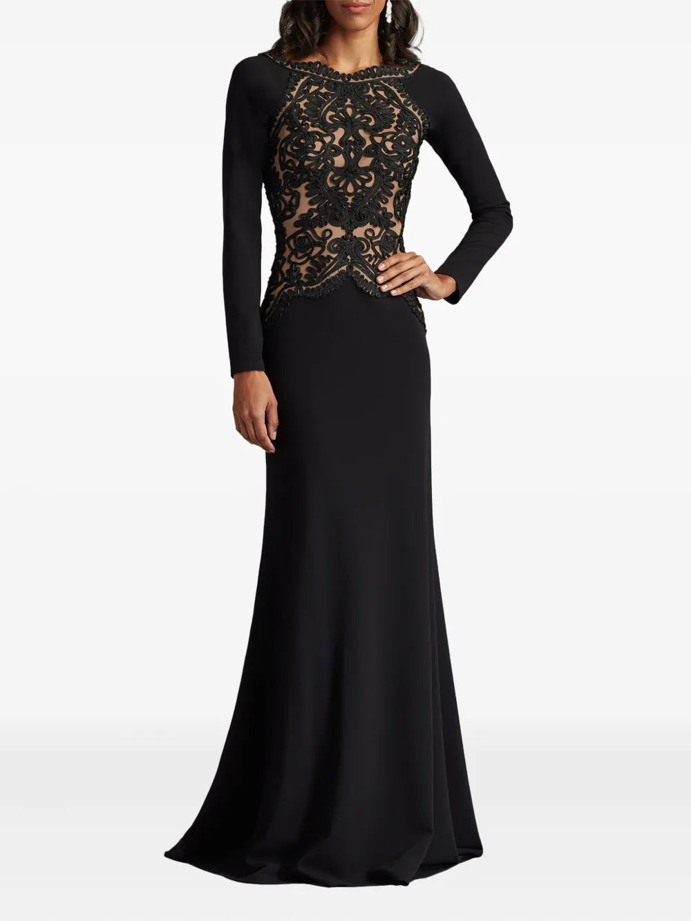 Tadashi Shoji Long Sleeve Embroidered Gown