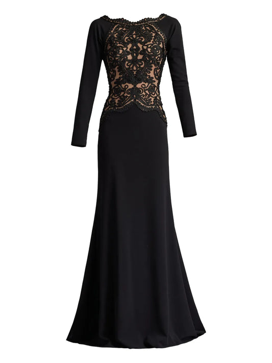 Tadashi Shoji Long Sleeve Embroidered Gown